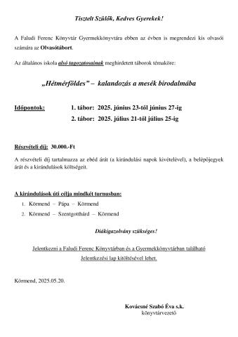 Olvasótábor 2025