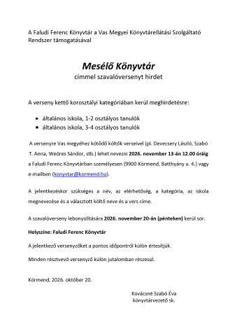 Mesélő Könyvtár szavalóverseny